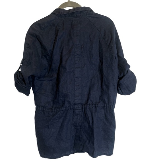 Grace Elements 100% Linen long sleeve blouse roll tab sleeve size 10 - Picture 2 of 7